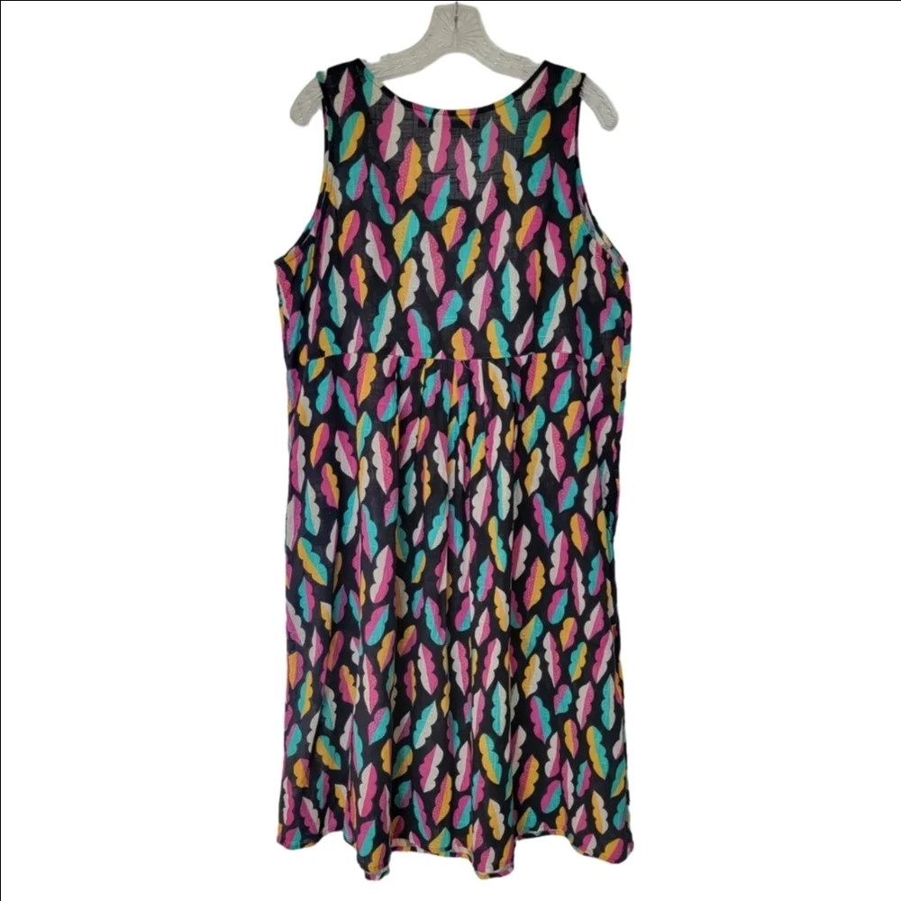 Vintange Y2K 100% Cotton Festival Colorful Trendy Summer Sleeveless Dress Large